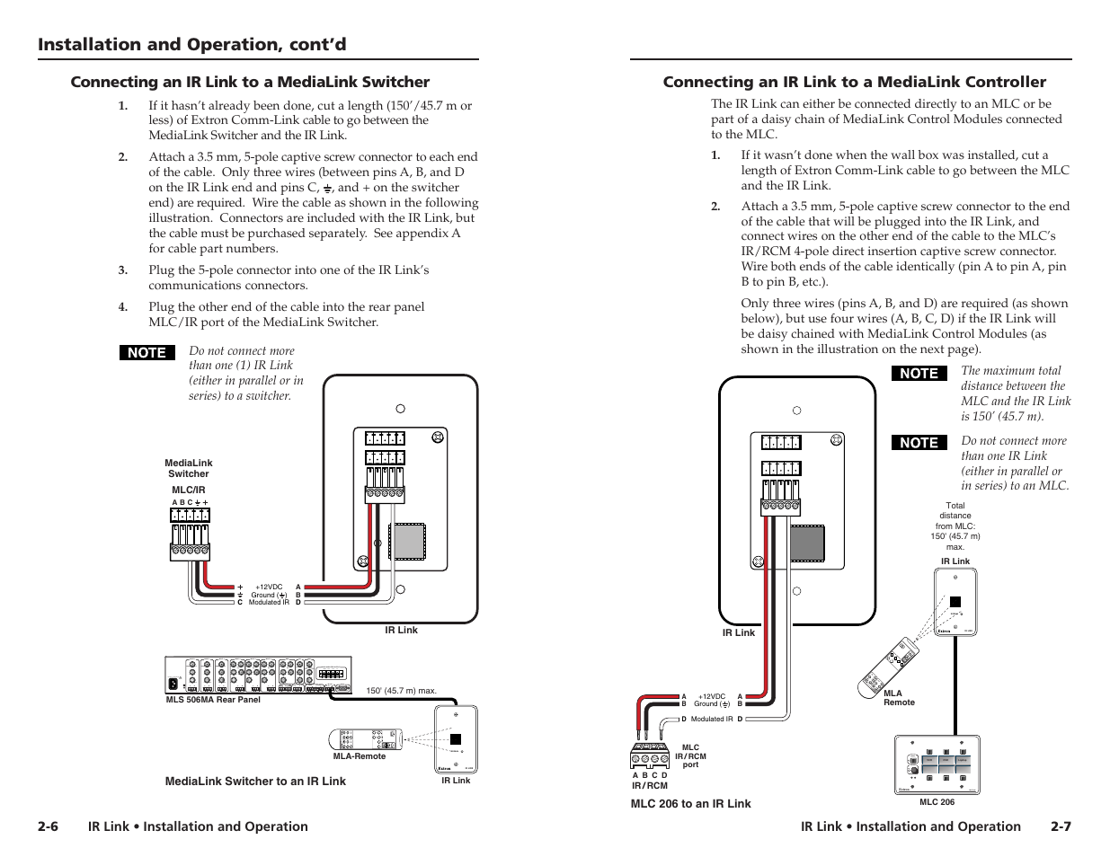 Installation and operation, cont’d | Extron Electronics IR Link User Manual | Page 8 / 15
