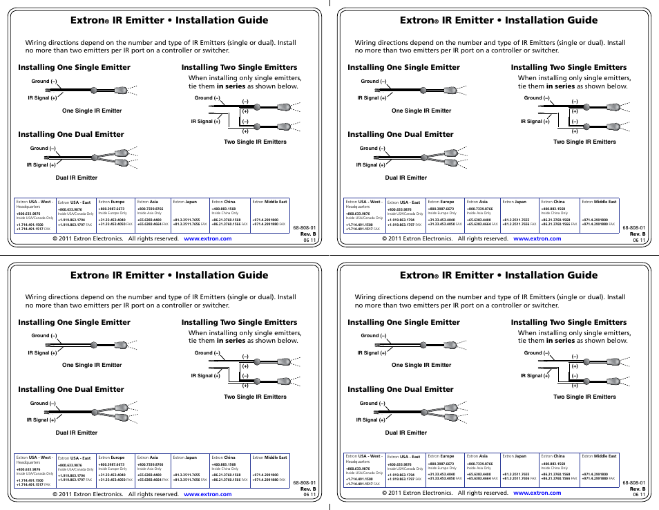 Extron Electronics Extron IR Emitter User Manual | 1 page