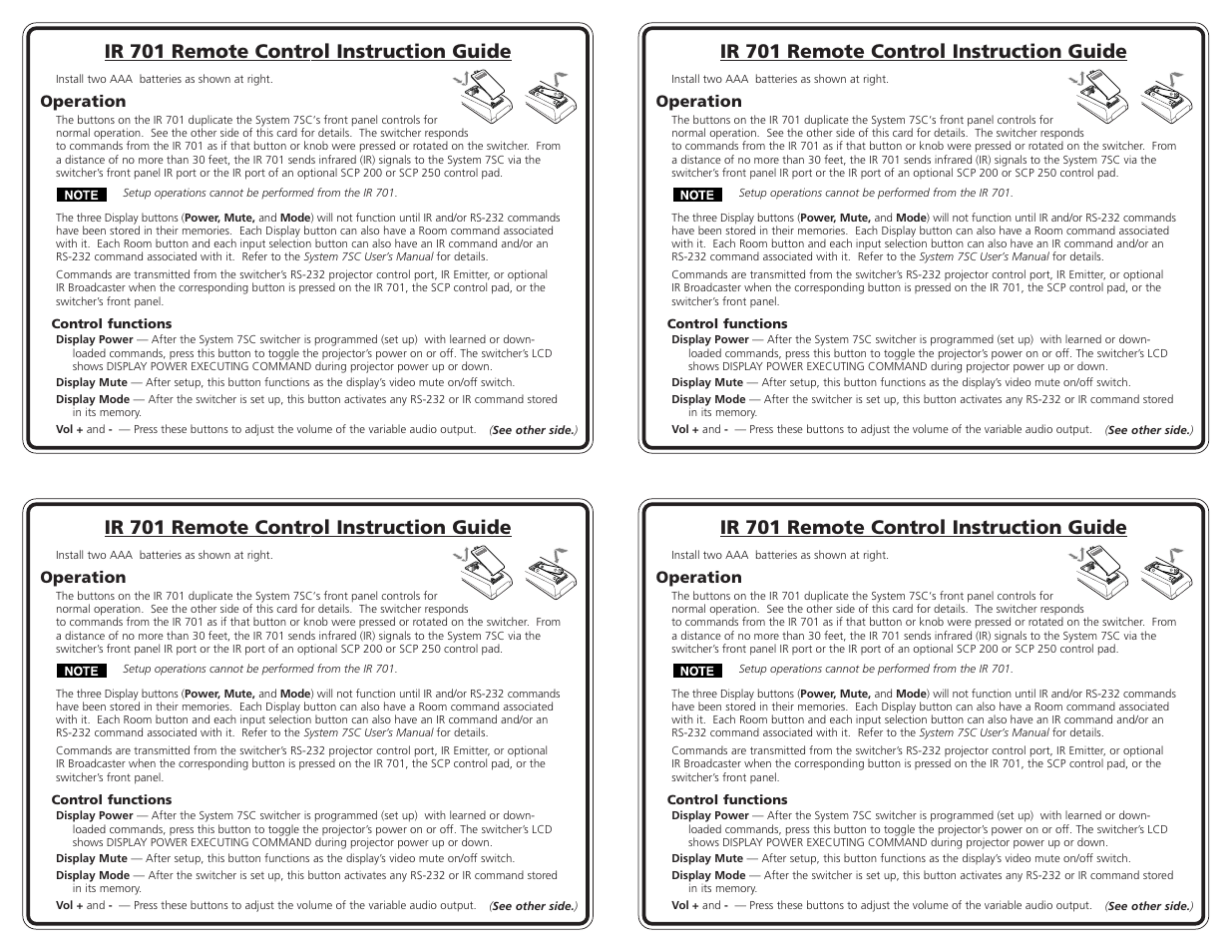 Extron Electronics IR 701 User Manual | 2 pages