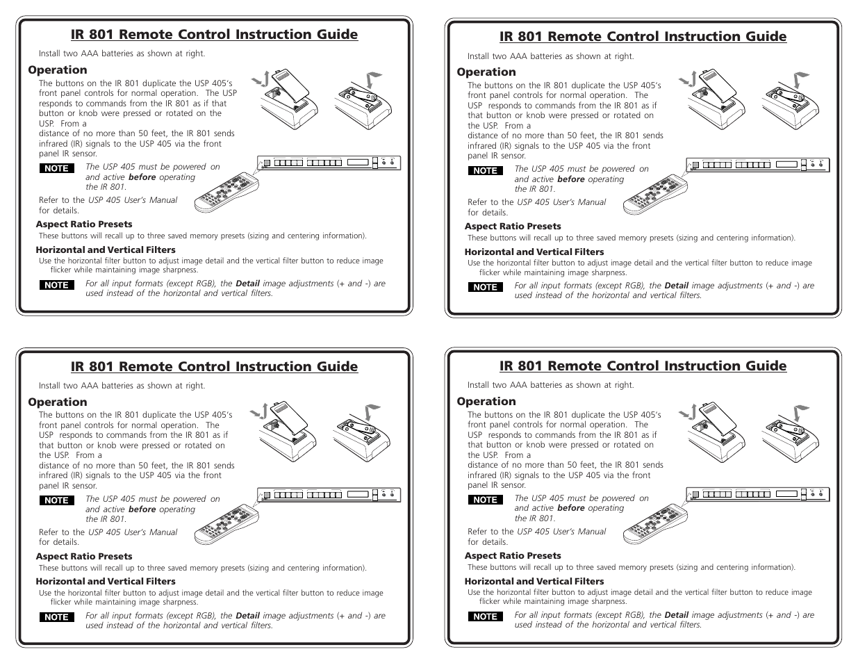 Extron Electronics IR 801 User Manual | 2 pages