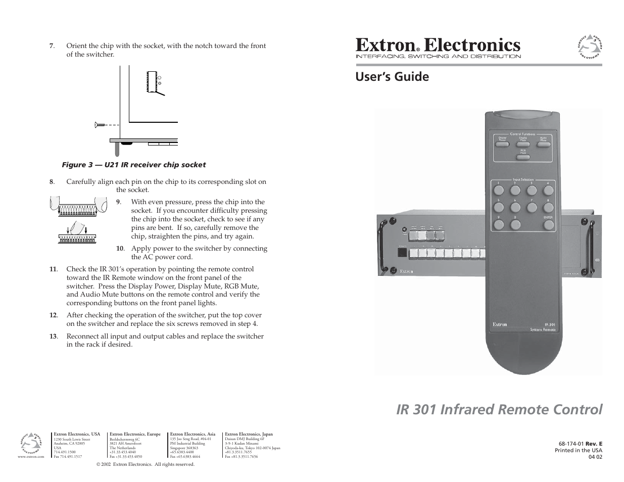 Extron Electronics IR 301 User Manual | 2 pages