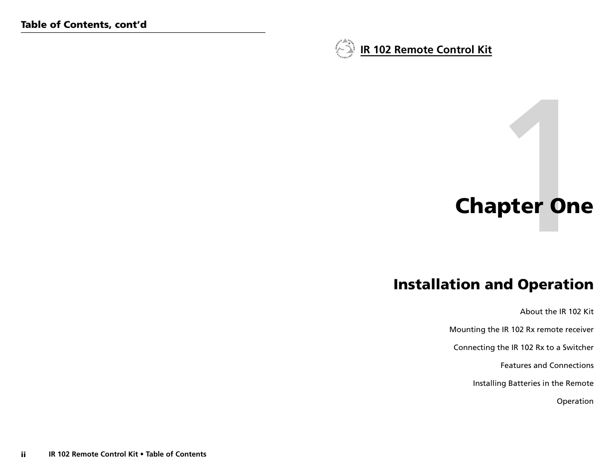 Installation and operation | Extron Electronics IR 102 Kit User Manual | Page 5 / 15