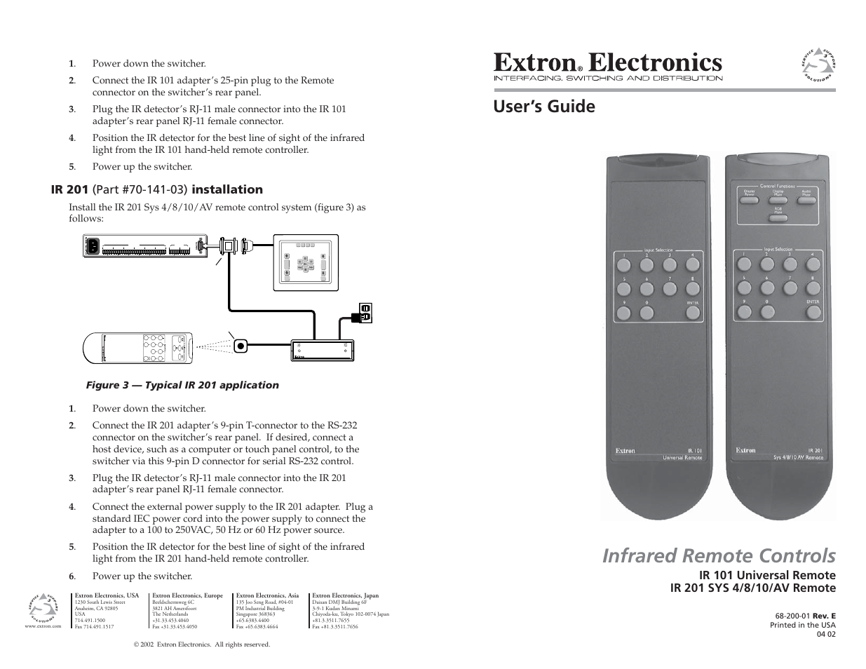 Extron Electronics IR 201 User Manual | 2 pages