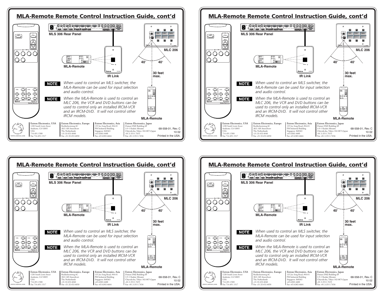 Extron Electronics MLA-Remote User Manual | Page 2 / 2