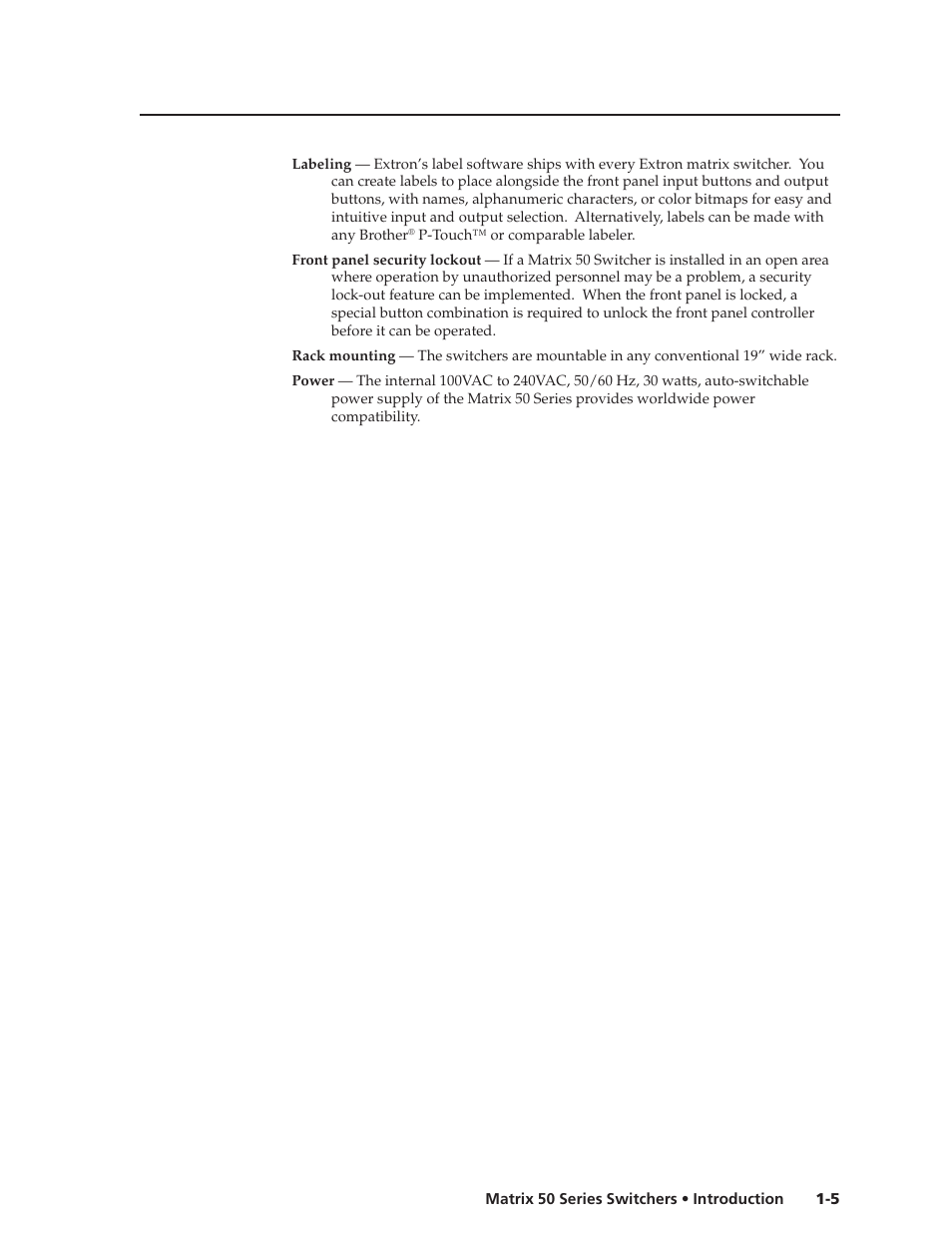 Extron Electronics Matrix 50 Series User Manual | Page 13 / 74