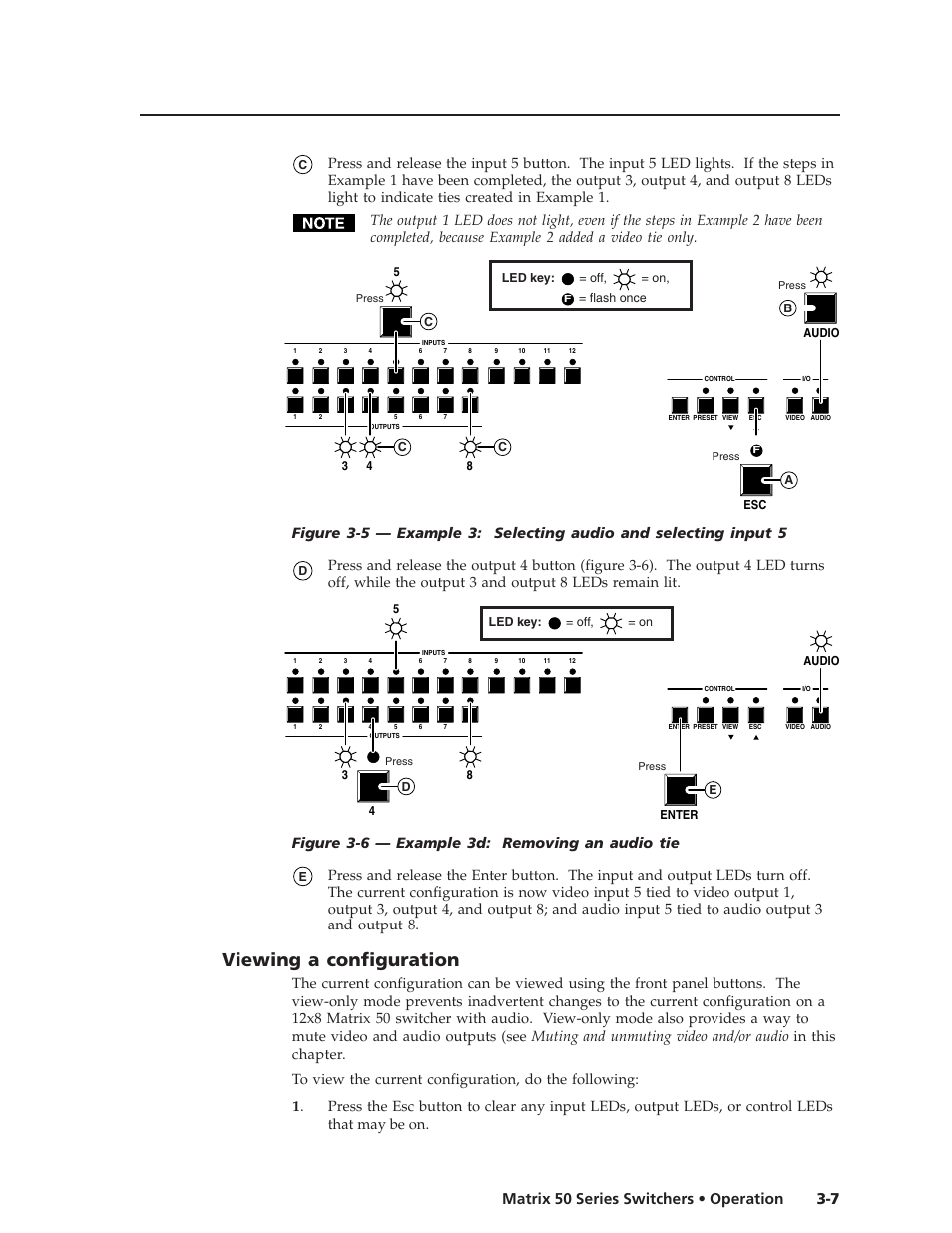 Viewing a configuration, 7 matrix 50 series switchers • operation, Figure 3-6 — example 3d: removing an audio tie | Extron Electronics Matrix 50 Series User Manual | Page 27 / 74