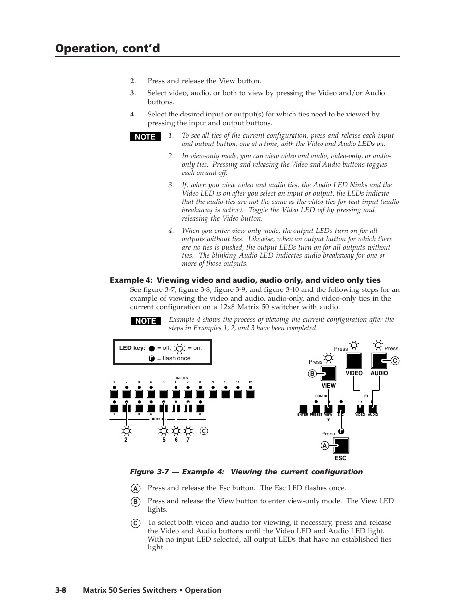 Operation, cont’d, Matrix 50 series switchers • operation 3-8 | Extron Electronics Matrix 50 Series User Manual | Page 28 / 74