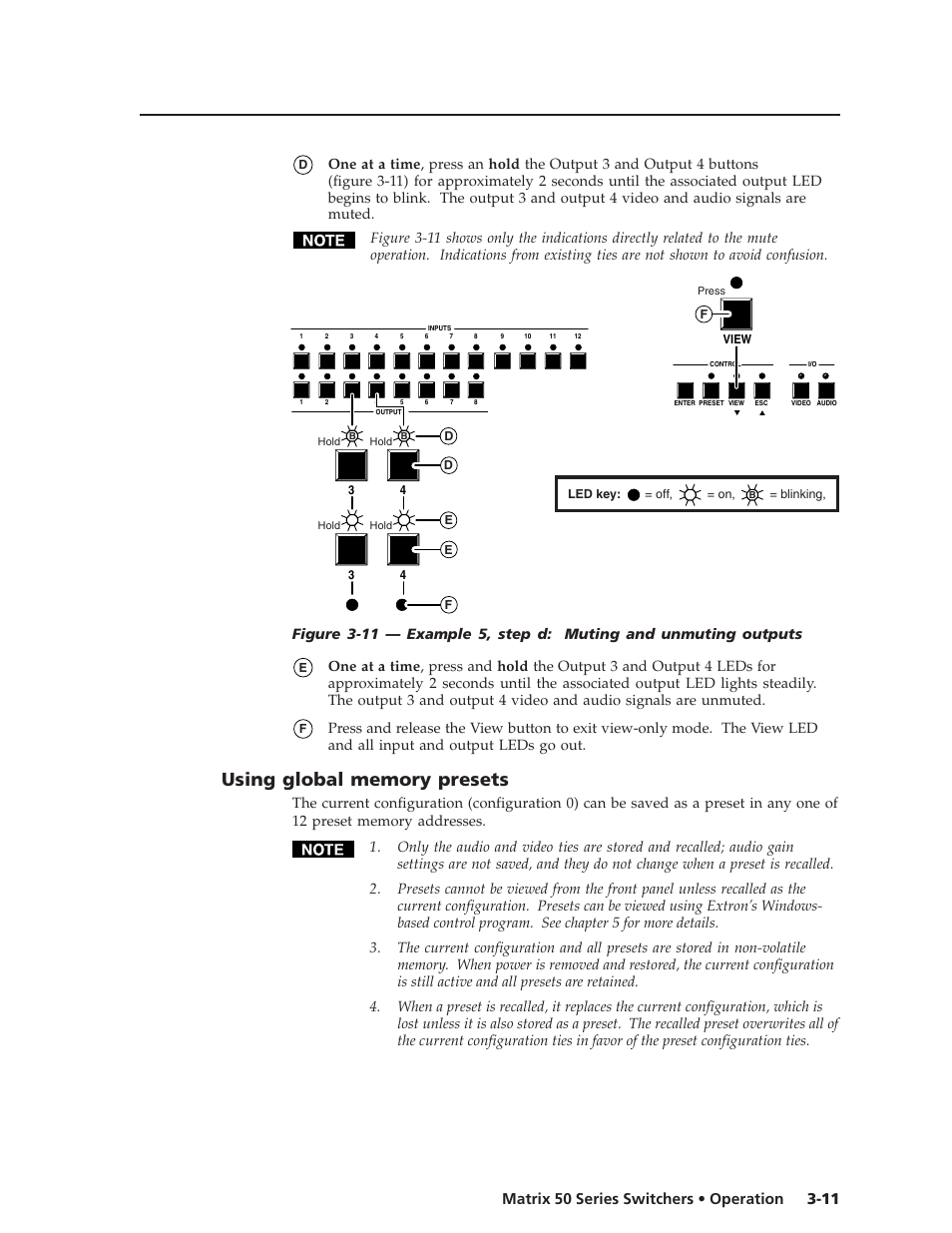 11 matrix 50 series switchers • operation | Extron Electronics Matrix 50 Series User Manual | Page 31 / 74