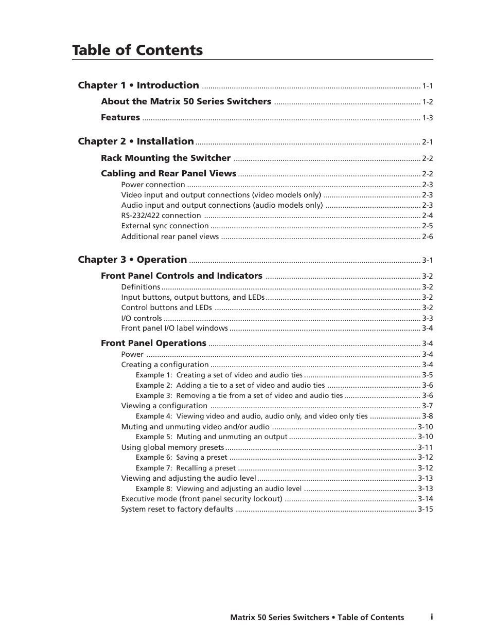 Extron Electronics Matrix 50 Series User Manual | Page 5 / 74