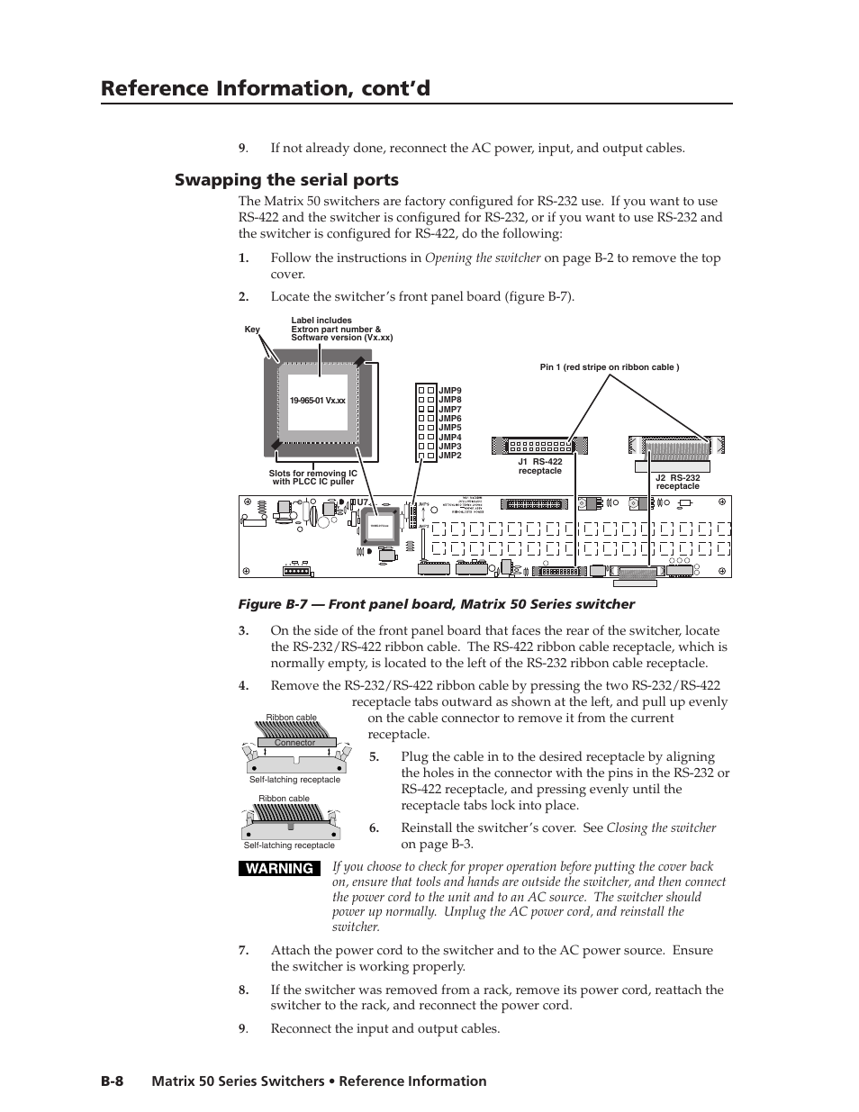 Reference information, cont’d, Swapping the serial ports | Extron Electronics Matrix 50 Series User Manual | Page 66 / 74