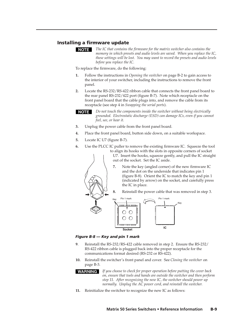 Installing a firmware update | Extron Electronics Matrix 50 Series User Manual | Page 67 / 74