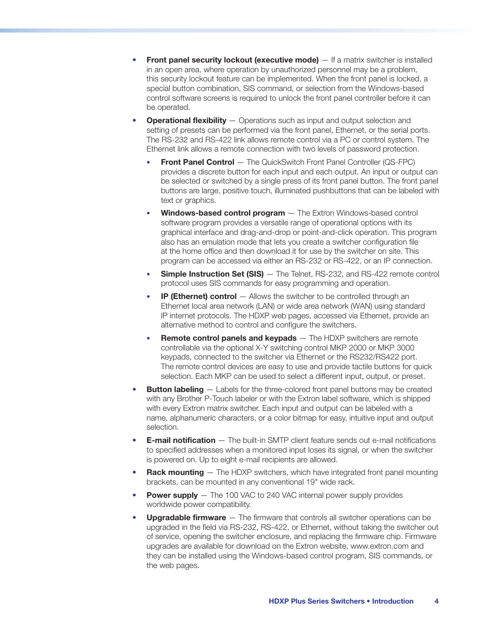 Extron Electronics HDXP Plus Series User Guide User Manual | Page 10 / 125