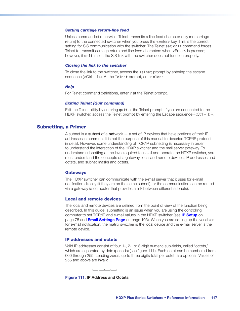 Subnetting, a primer | Extron Electronics HDXP Plus Series User Guide User Manual | Page 123 / 125