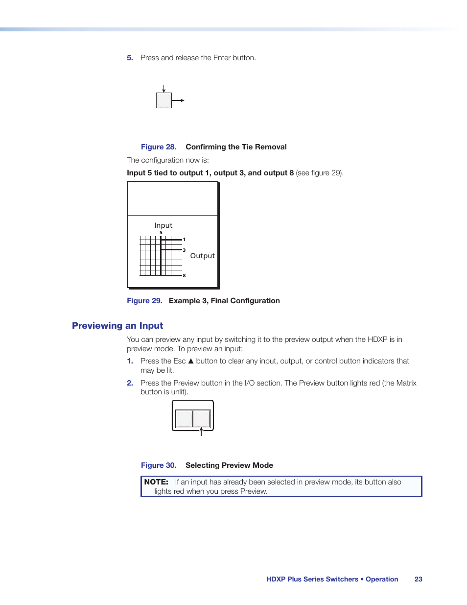 Previewing an input | Extron Electronics HDXP Plus Series User Guide User Manual | Page 29 / 125