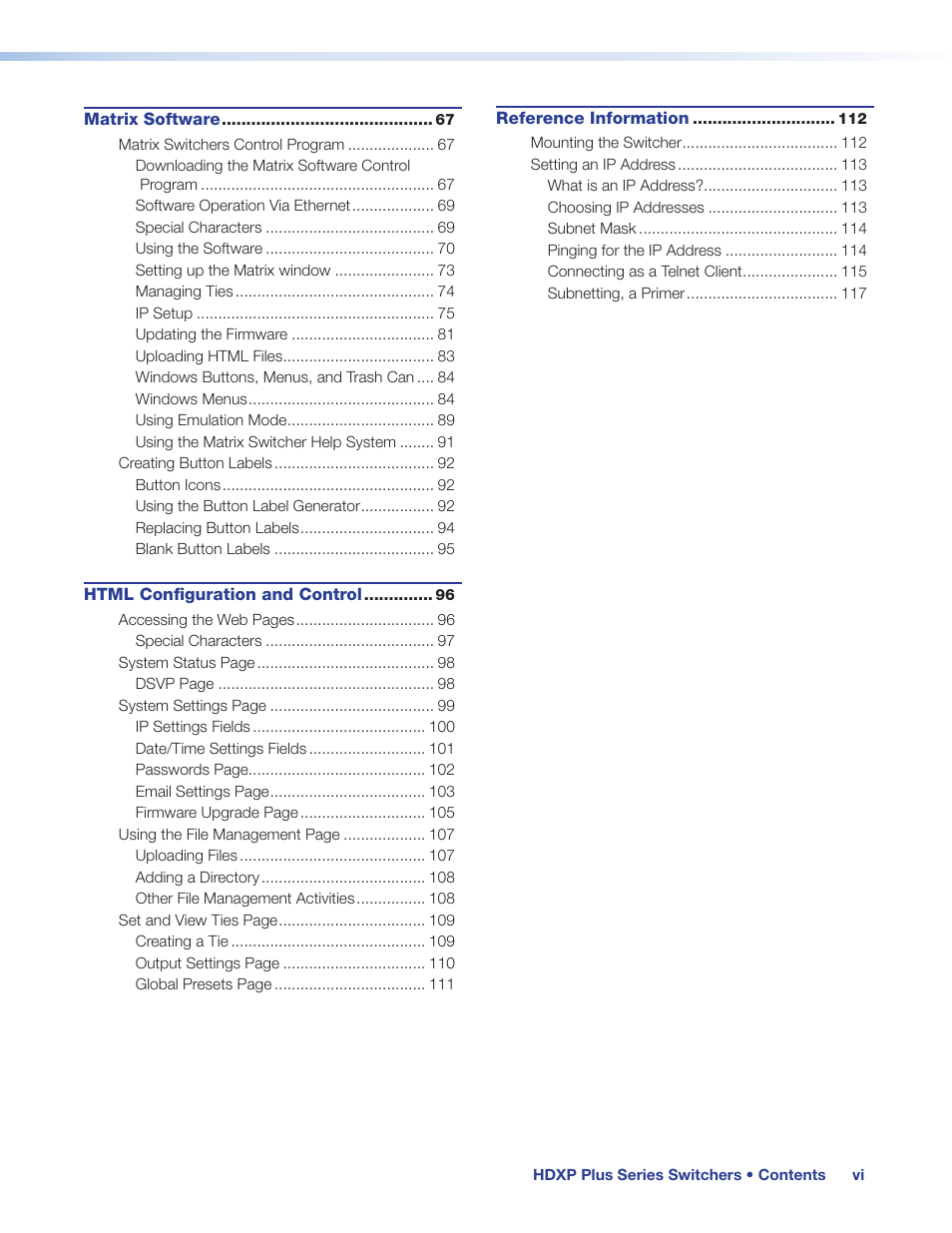 Extron Electronics HDXP Plus Series User Guide User Manual | Page 6 / 125