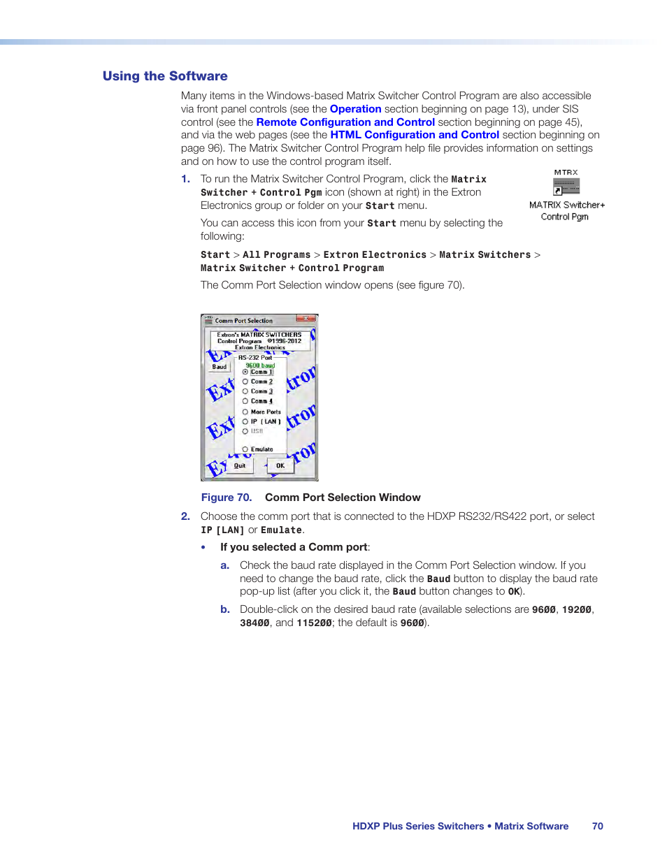 Using the software | Extron Electronics HDXP Plus Series User Guide User Manual | Page 76 / 125