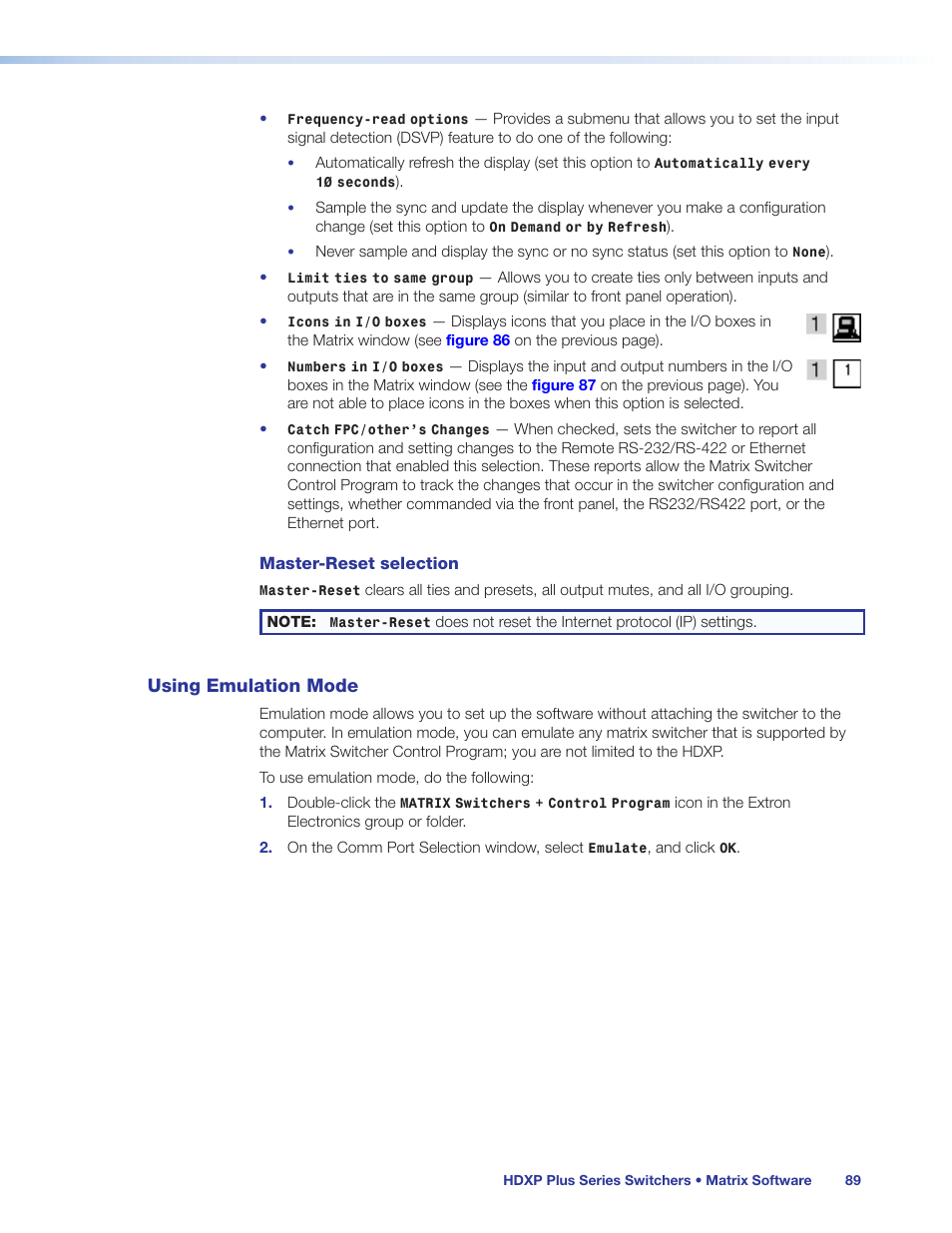 Using emulation mode | Extron Electronics HDXP Plus Series User Guide User Manual | Page 95 / 125
