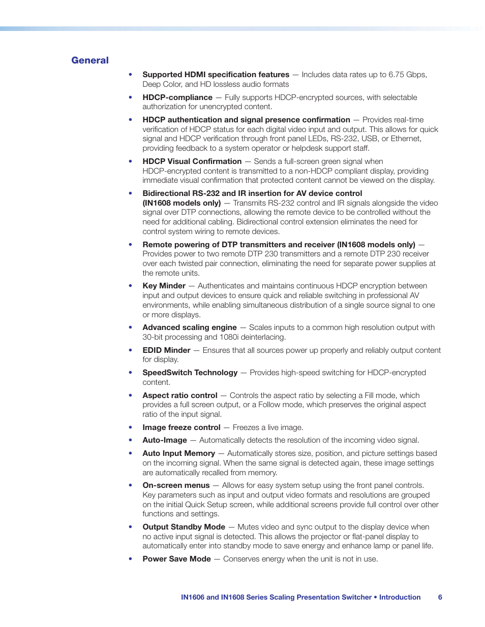 General | Extron Electronics IN1608 MA User Guide User Manual | Page 12 / 109