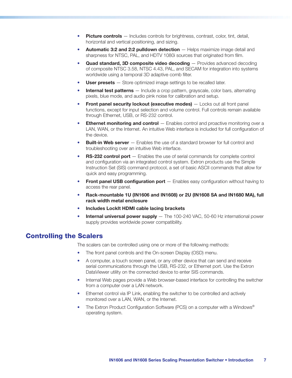 Controlling the scalers | Extron Electronics IN1608 MA User Guide User Manual | Page 13 / 109