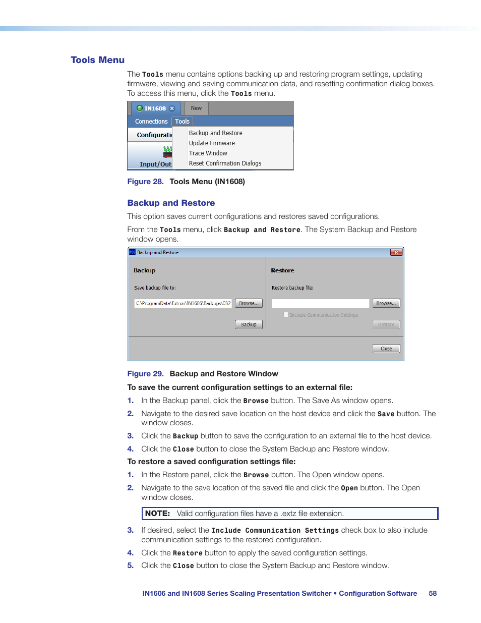 Tools menu | Extron Electronics IN1608 MA User Guide User Manual | Page 64 / 109