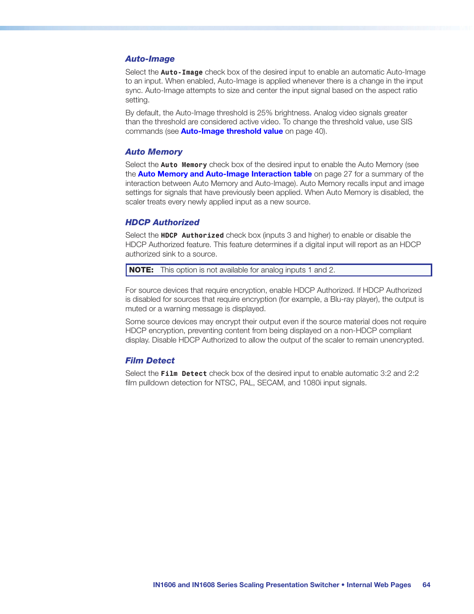 Extron Electronics IN1608 MA User Guide User Manual | Page 70 / 109