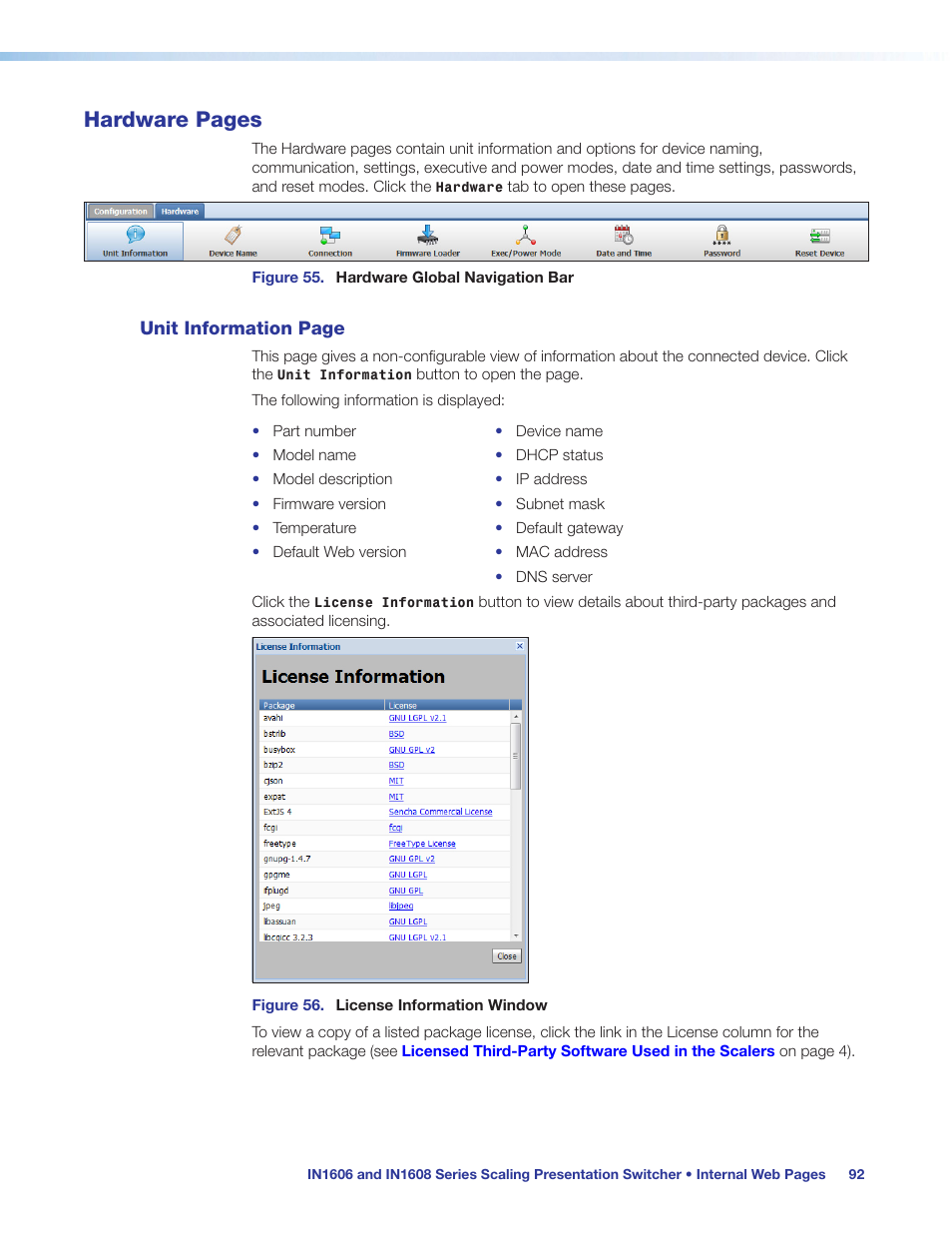 Hardware pages | Extron Electronics IN1608 MA User Guide User Manual | Page 98 / 109