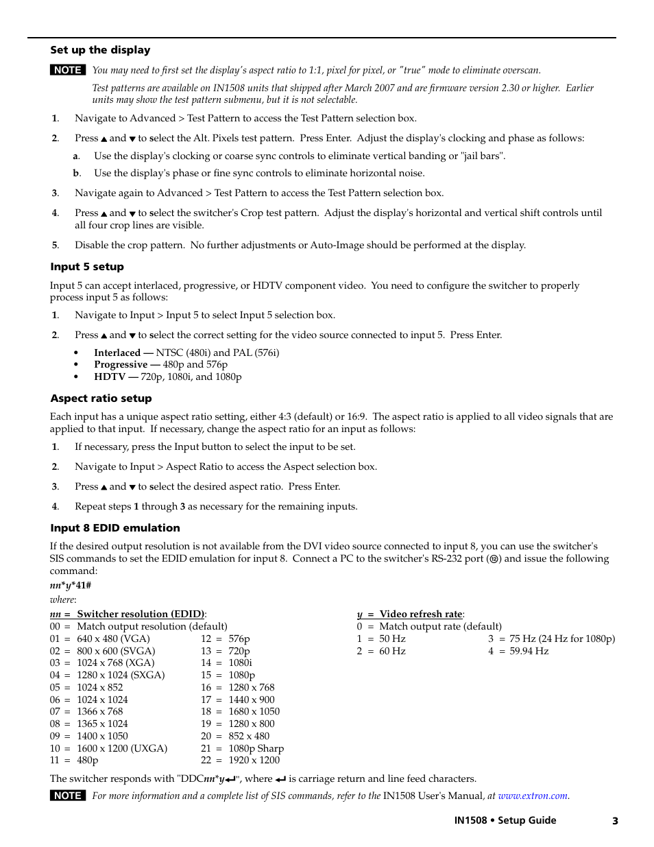 Extron Electronics IN1508 Setup Guide User Manual | Page 3 / 4