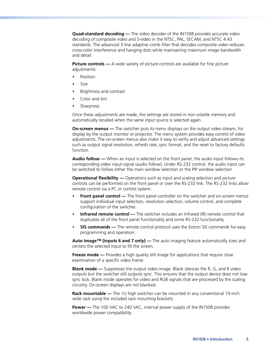 Extron Electronics IN1508 User Guide User Manual | Page 10 / 72