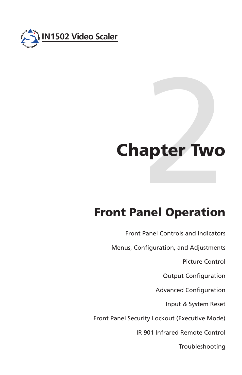 Chapter two, Front panel operation, Chapter two • front panel operation | Extron Electronics IN1502 Setup Guide User Manual | Page 11 / 28