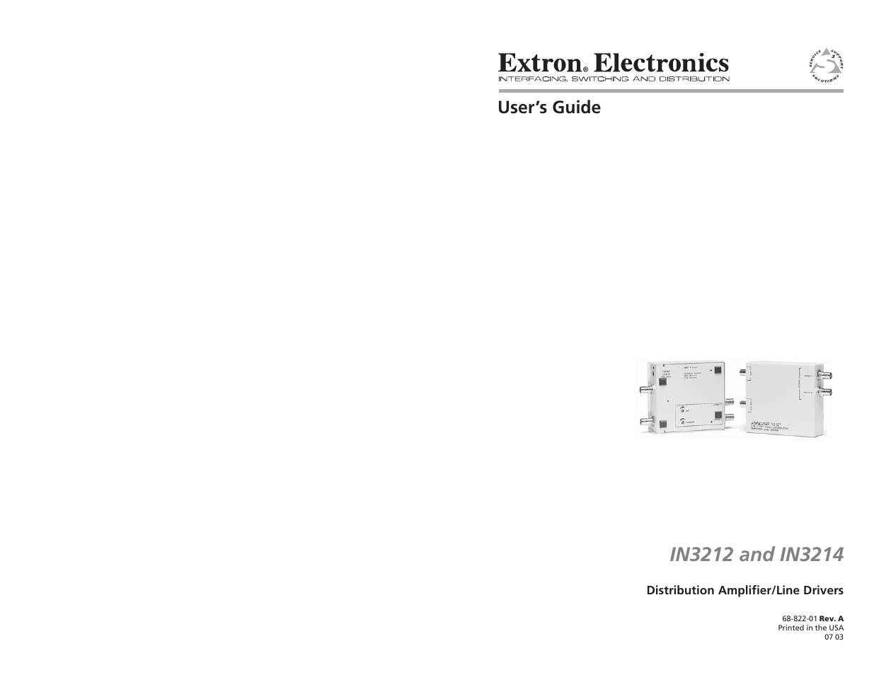 Extron Electronics IN3214 User Manual | 5 pages