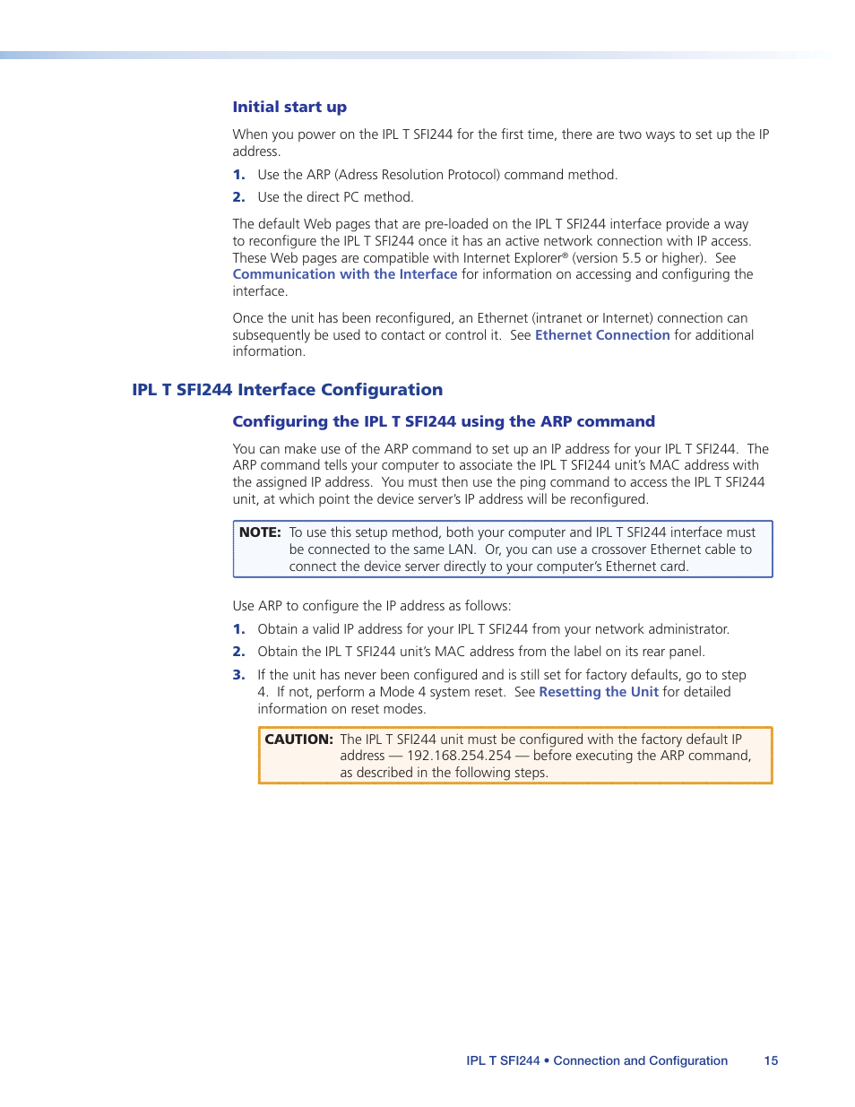 Ipl t sfi244 interface configuration, Iplt t sfi244 interface configuration, In the br | Extron Electronics IPL T SFI244 User Manual | Page 21 / 68