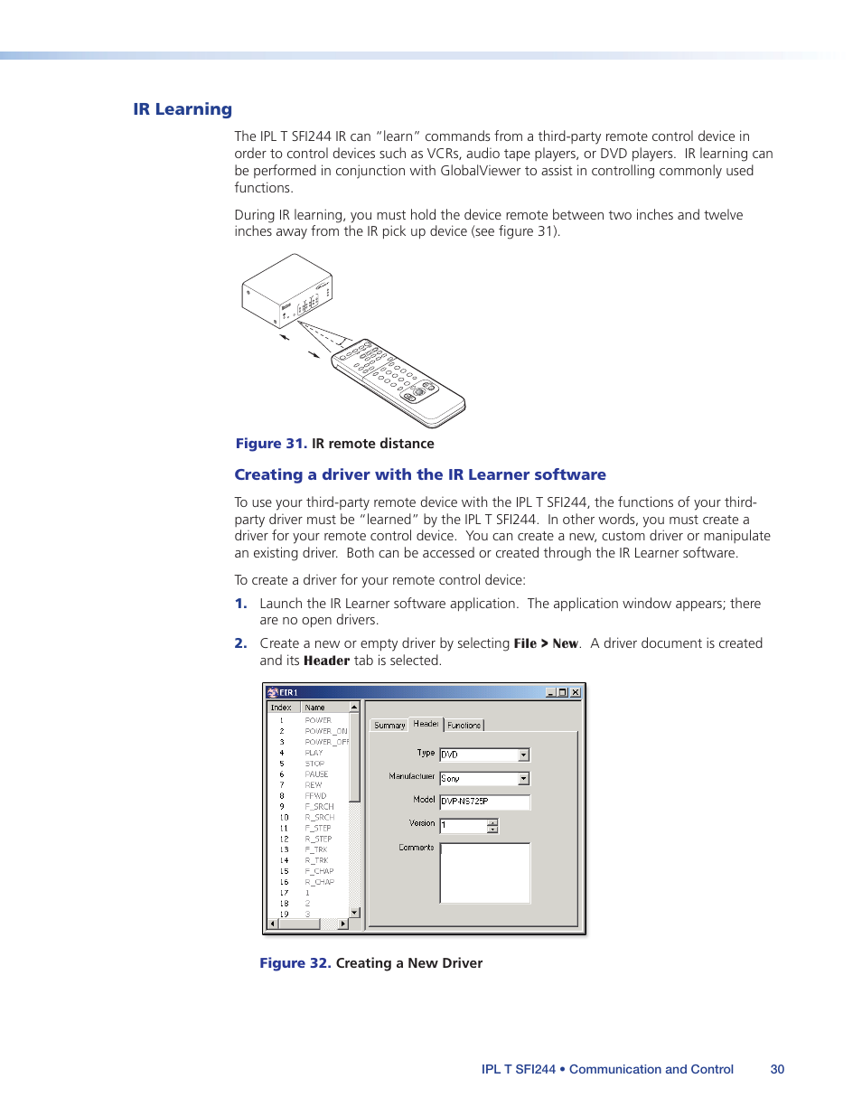 Ir learning | Extron Electronics IPL T SFI244 User Manual | Page 36 / 68