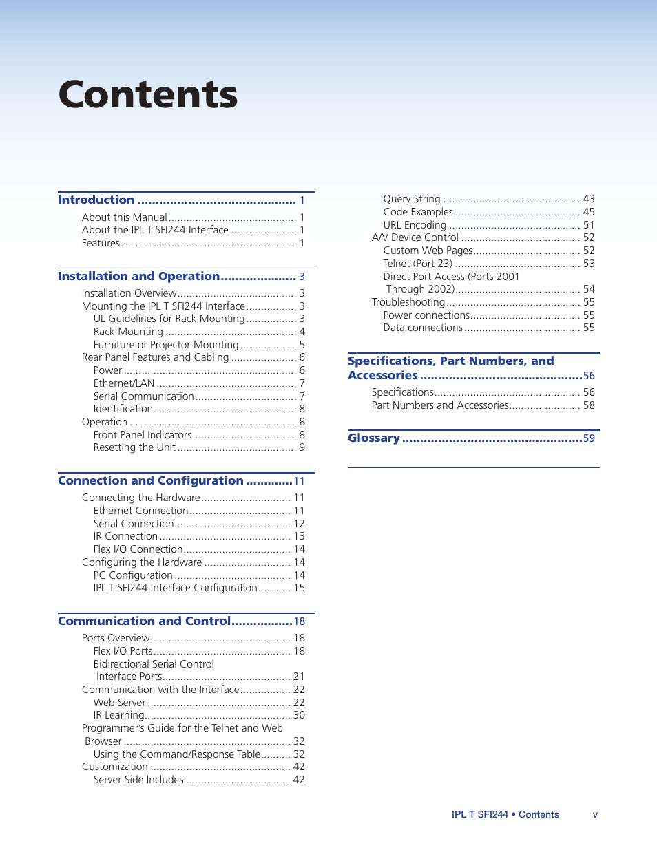 Extron Electronics IPL T SFI244 User Manual | Page 5 / 68