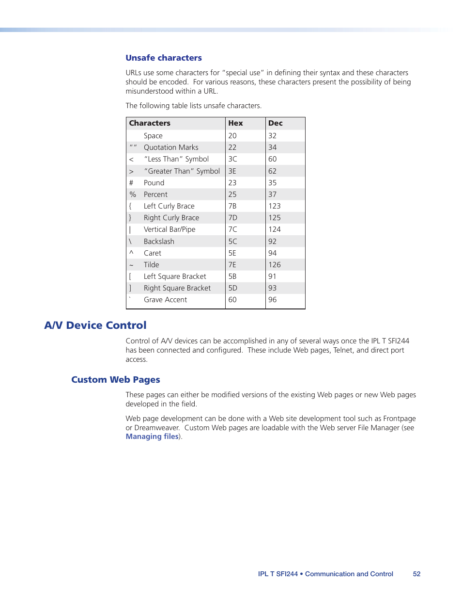 A/v device control | Extron Electronics IPL T SFI244 User Manual | Page 58 / 68