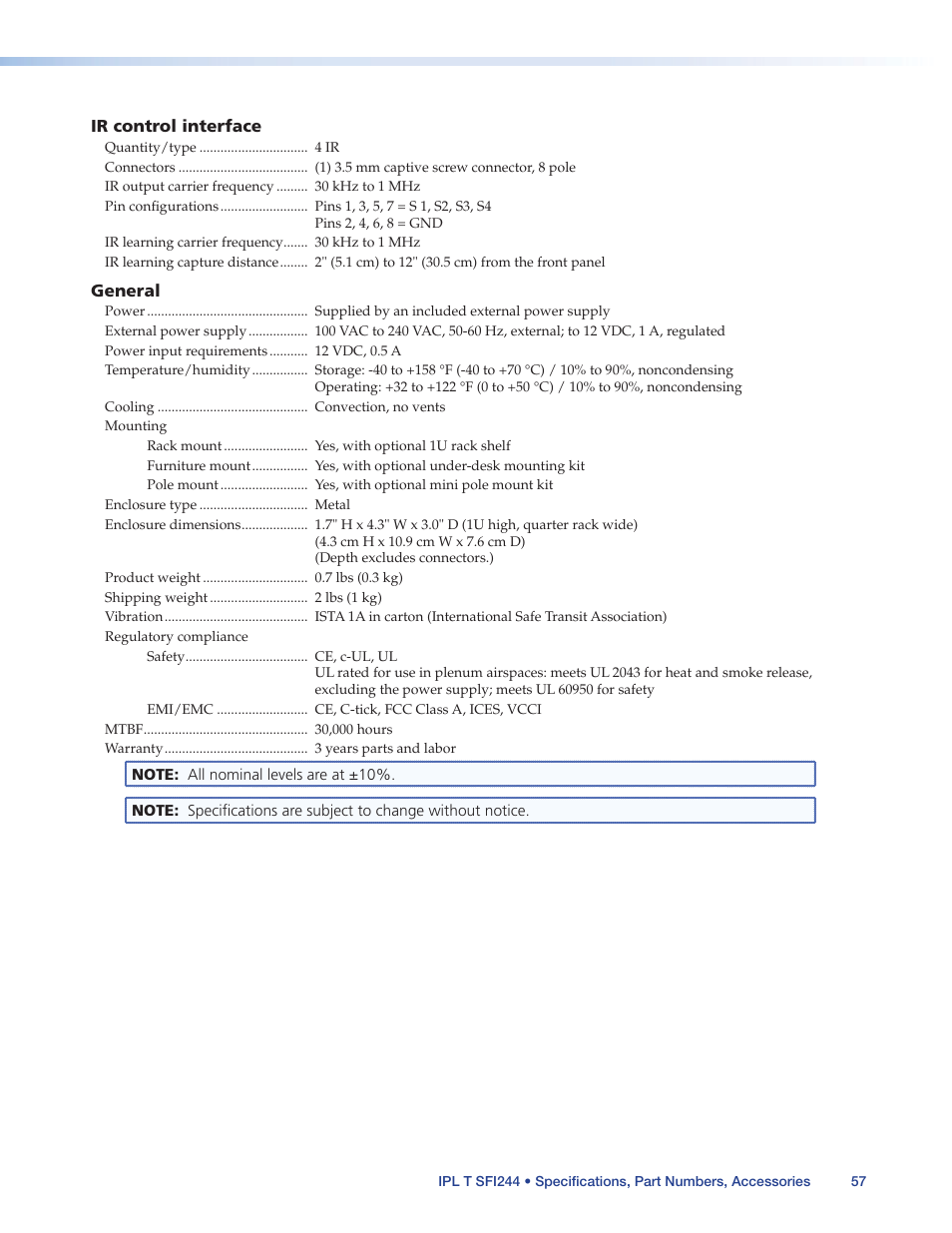 Extron Electronics IPL T SFI244 User Manual | Page 63 / 68