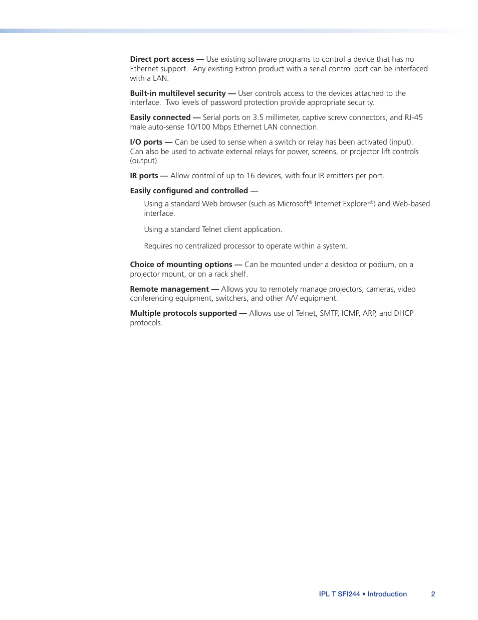 Extron Electronics IPL T SFI244 User Manual | Page 8 / 68