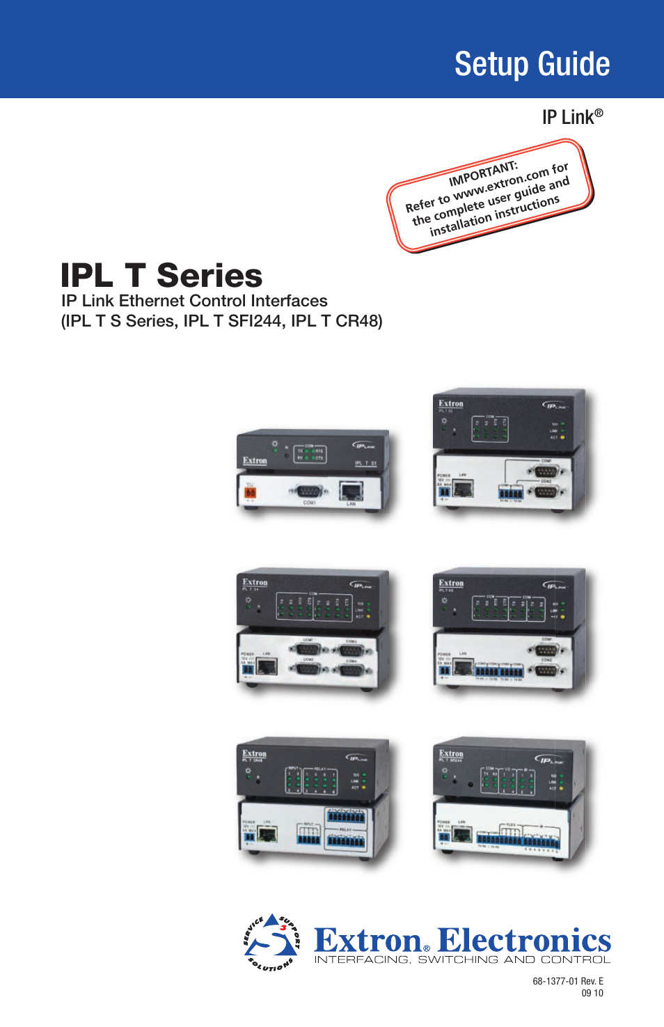 Extron Electronics IPL T Series Setup Guide User Manual | 29 pages