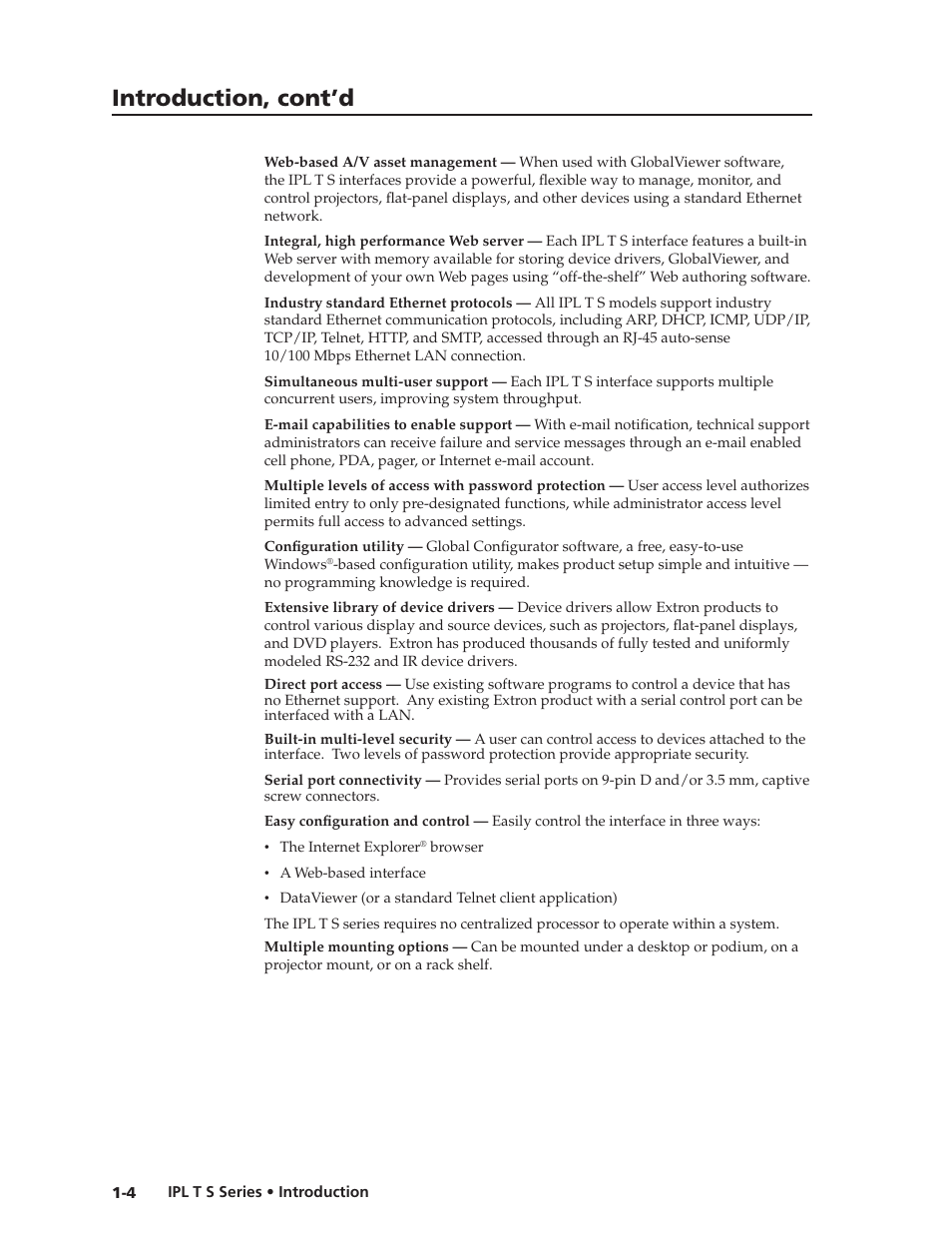 Introduction, cont’d | Extron Electronics IPL T S Series User Guide User Manual | Page 12 / 79