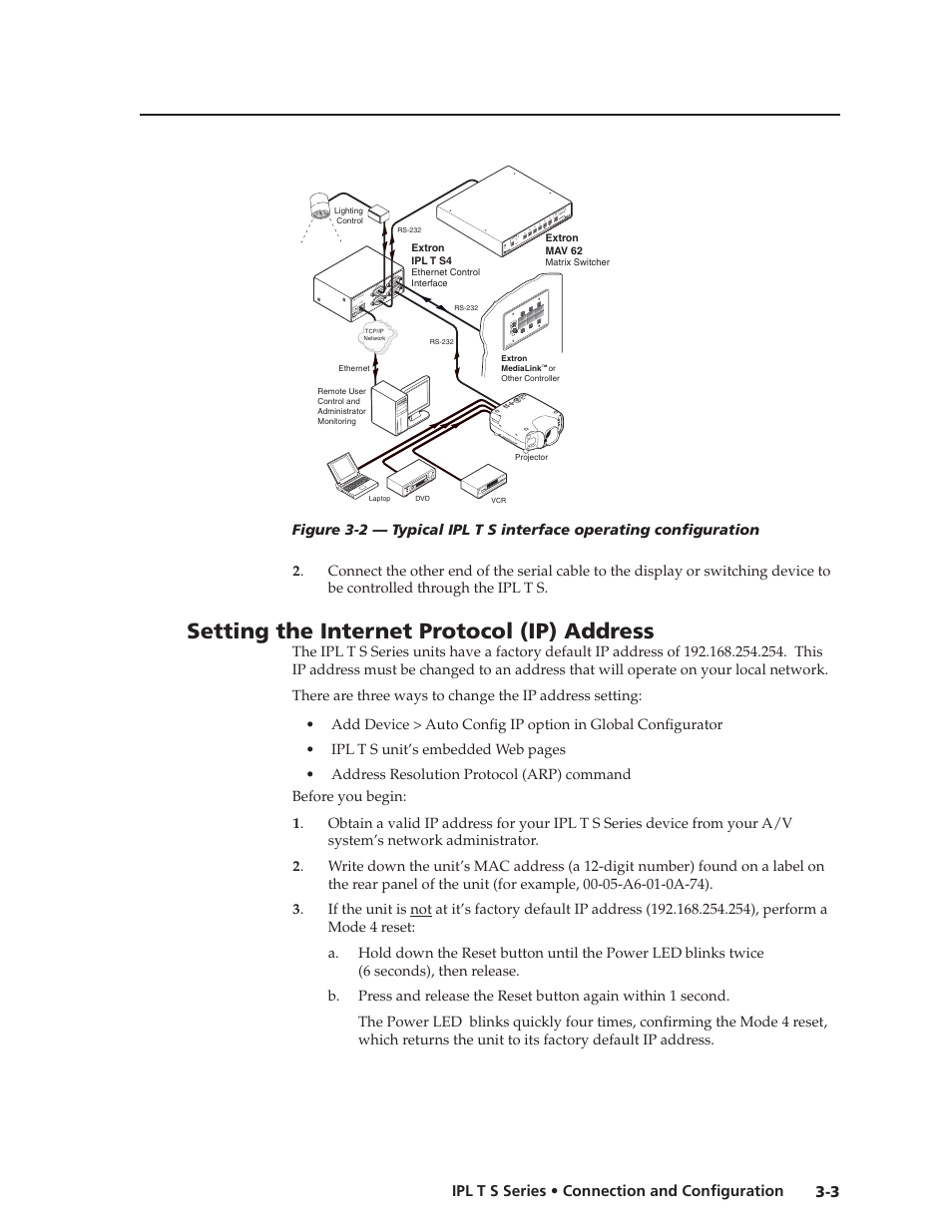 Setting the internet protocol (ip) address | Extron Electronics IPL T S Series User Guide User Manual | Page 27 / 79