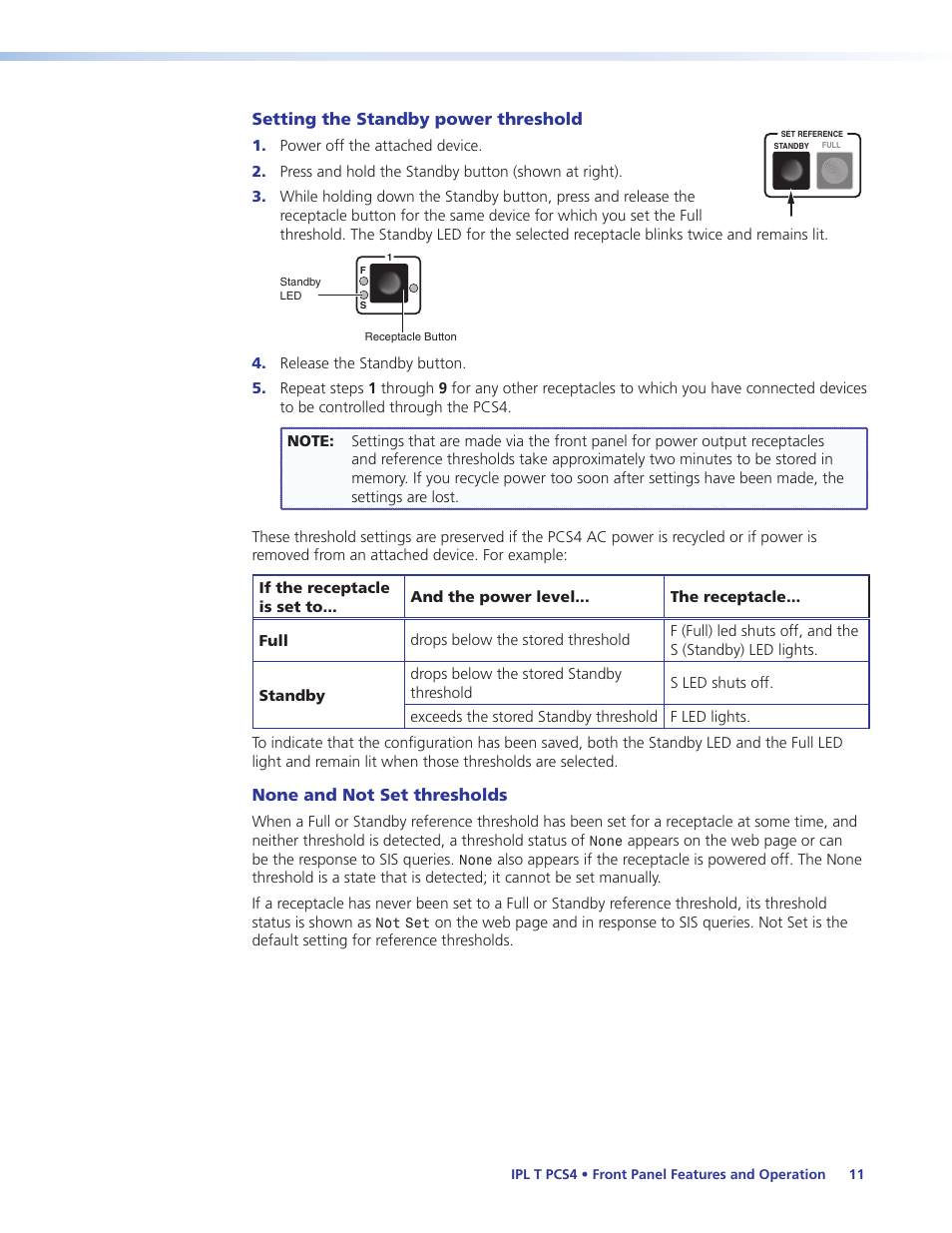 Ed (see, None and not, Set thresholds | Extron Electronics IPL T PCS4i User Manual | Page 17 / 69