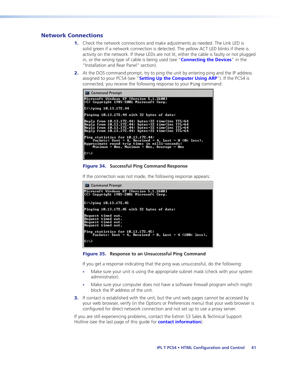 Network connections | Extron Electronics IPL T PCS4i User Manual | Page 47 / 69