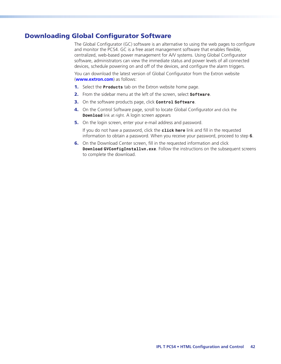 Downloading global configurator software | Extron Electronics IPL T PCS4i User Manual | Page 48 / 69