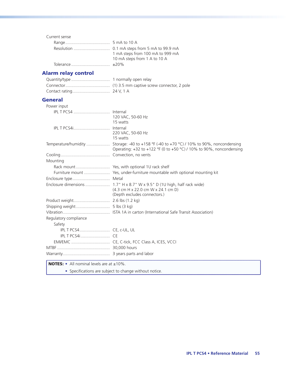 Extron Electronics IPL T PCS4i User Manual | Page 61 / 69