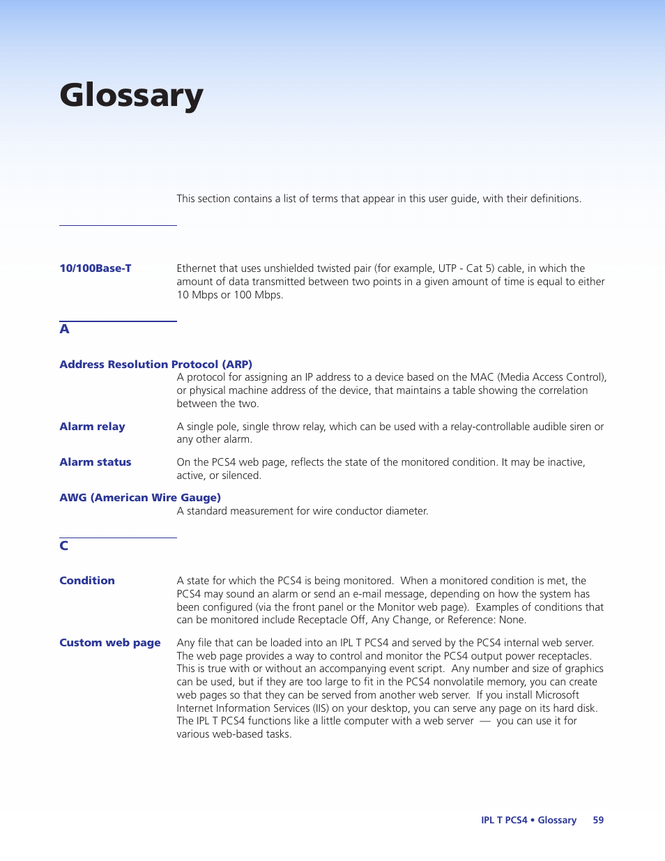 Glossary | Extron Electronics IPL T PCS4i User Manual | Page 65 / 69