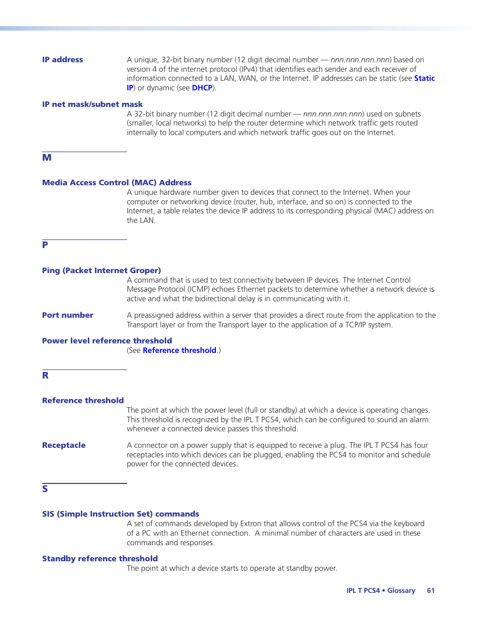 Extron Electronics IPL T PCS4i User Manual | Page 67 / 69