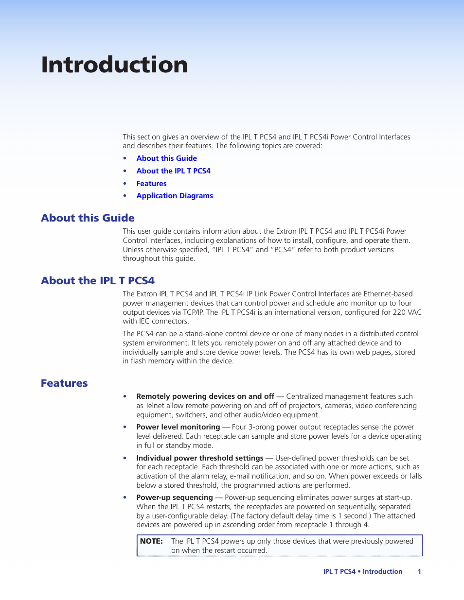 Introduction, About this guide, About the ipl t pcs4 | Features, About this guide about the ipl t pcs4 features | Extron Electronics IPL T PCS4i User Manual | Page 7 / 69