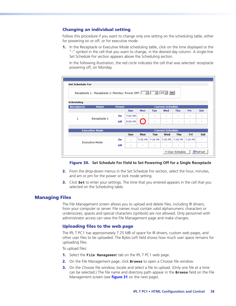 Managing files | Extron Electronics IPL T PC1i User Guide User Manual | Page 44 / 78