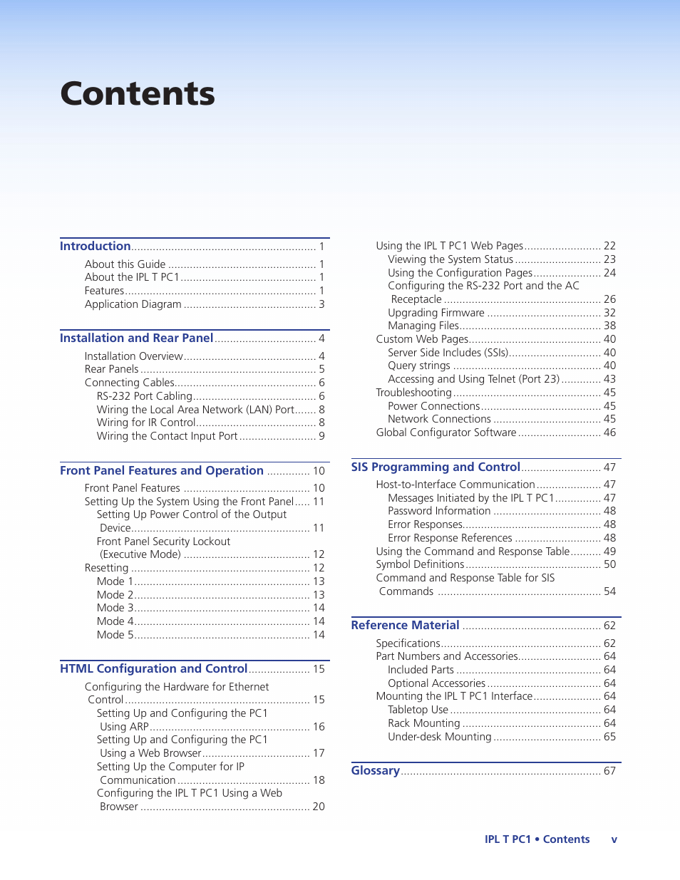 Extron Electronics IPL T PC1i User Guide User Manual | Page 5 / 78