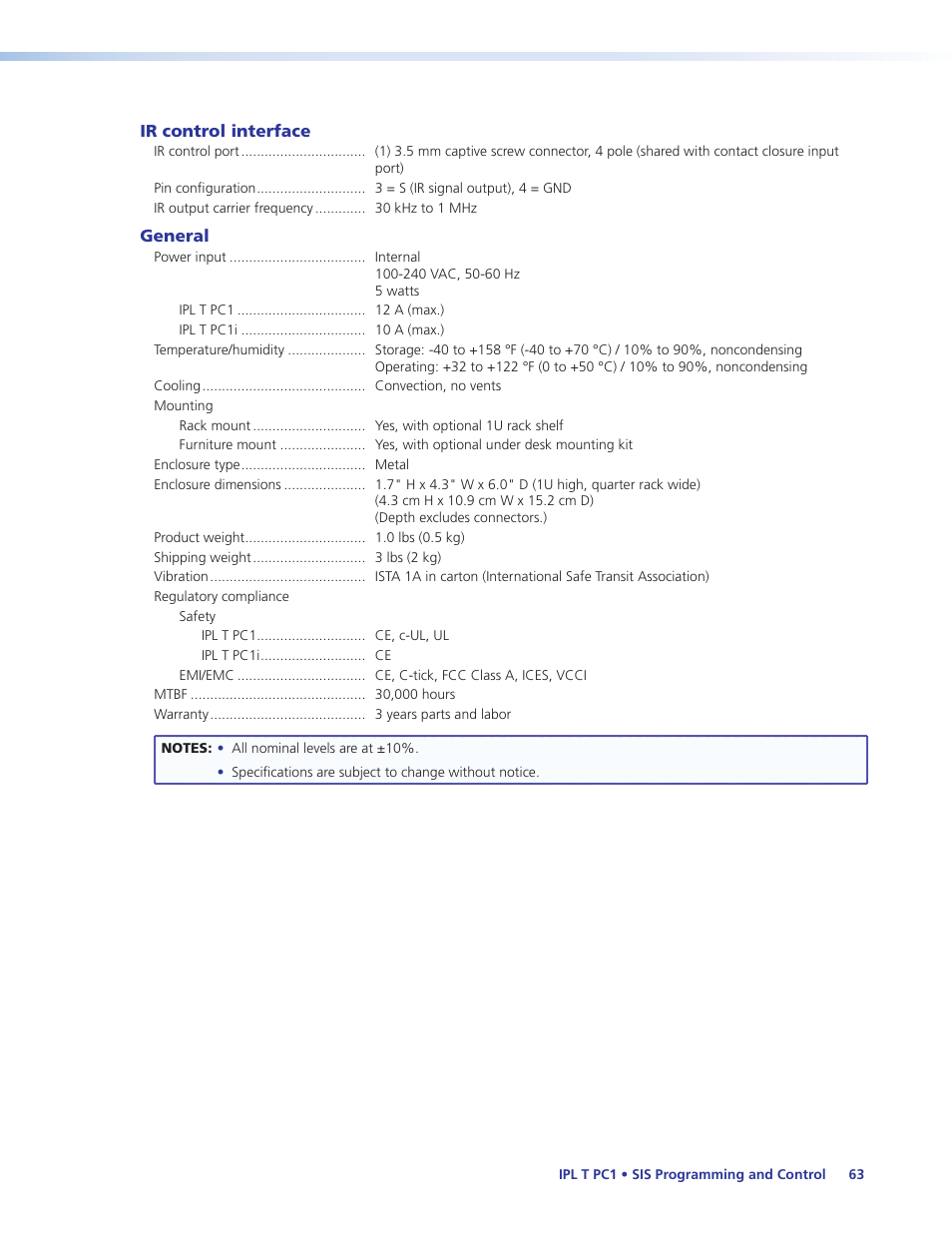 Extron Electronics IPL T PC1i User Guide User Manual | Page 69 / 78