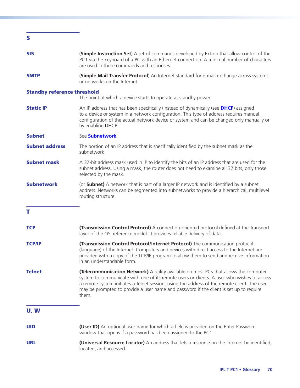 Static ip, Or dynamic (see | Extron Electronics IPL T PC1i User Guide User Manual | Page 76 / 78